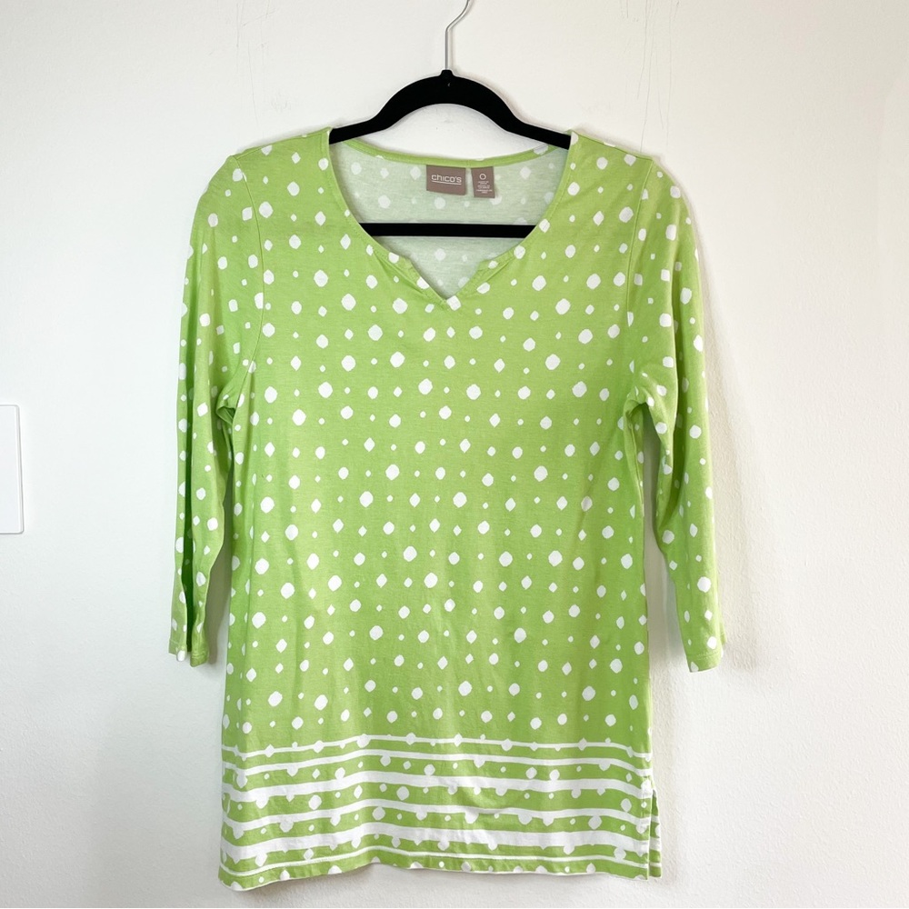 Chico’s Crew Neck Cut-out 3/4 Sleeve Tee